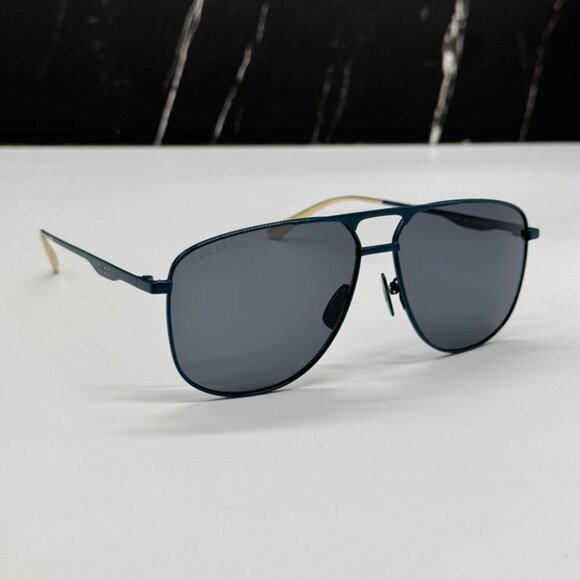 NEW GG0336S 003 GUCCI SUNGLASSES AVIATOR BLUE GREY UNISEX EYEWEAR GUCCI main image 14